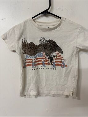 Cotton On White Kids T-Shirt with Eagle and American Flag Graphic